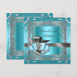 Invitación Fiesta de Cumpleaños 30º Azul Turquesa Gris Platea