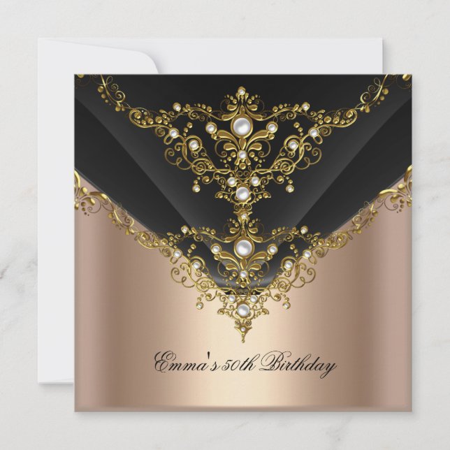 Invitación Fiesta de Cumpleaños 30º Gold Coffee Cream Pearl B (Anverso)