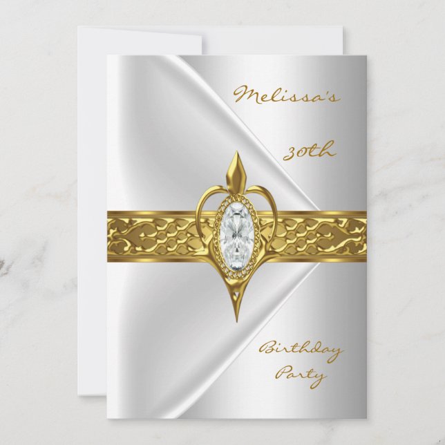 Invitación Fiesta de cumpleaños 30.ª joya de oro del diamante (Anverso)