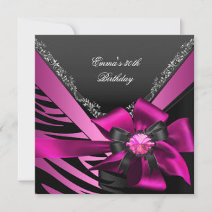 Invitación Fiesta de Cumpleaños 30.ª Plata Negra Rosa de Cebr
