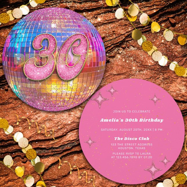 Invitación Fiesta de Cumpleaños 30 Años Bola de Discoteca Pur (Subido por el creador)
