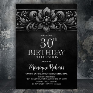 Invitación Fiesta de cumpleaños 30 años con flores vintage ne