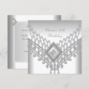 Invitación Fiesta de cumpleaños 30 años joya perla blanca dia
