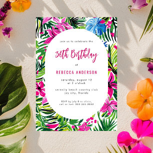 Invitación Fiesta de Cumpleaños 30 Años Luau Foliaje Tropical