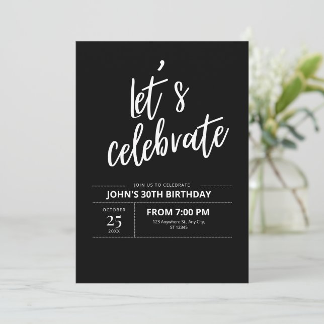 Invitación  Fiesta de cumpleaños 30 años Minimalista Cumpleañ (Anverso de pie)