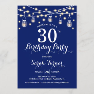 Invitación fiesta de cumpleaños 30 - Azul marino