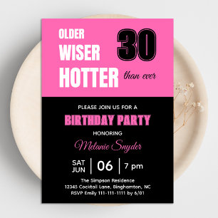 Invitación Fiesta de cumpleaños 30 caliente rosa mayor sabia