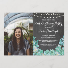 Invitación Fiesta de cumpleaños 30 Chalk Succulents 50 40