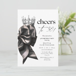 Invitación Fiesta de cumpleaños 30 con lazo negro