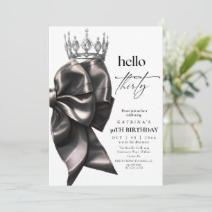 Invitación Fiesta de cumpleaños 30 con lazo negro