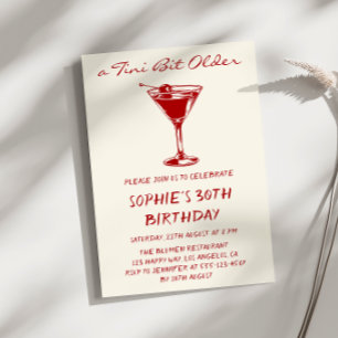 Invitación Fiesta de cumpleaños 30 con Martini Rojo Un Poco M