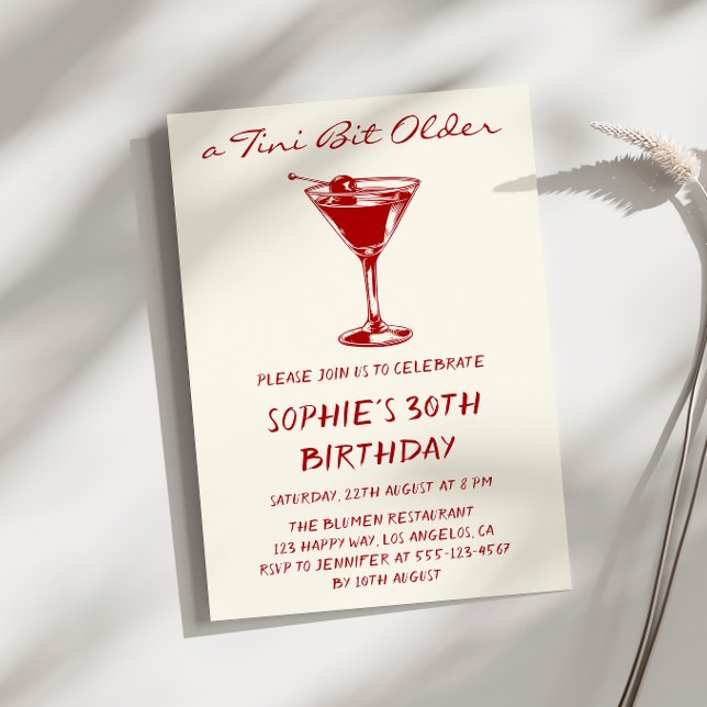Invitación Fiesta de cumpleaños 30 con Martini Rojo Un Poco M (Subido por el creador)