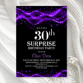 Invitación Fiesta de cumpleaños 30 de Black and Purple Surpri