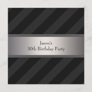 Invitación Fiesta de cumpleaños 30 de Black Stripe Mans