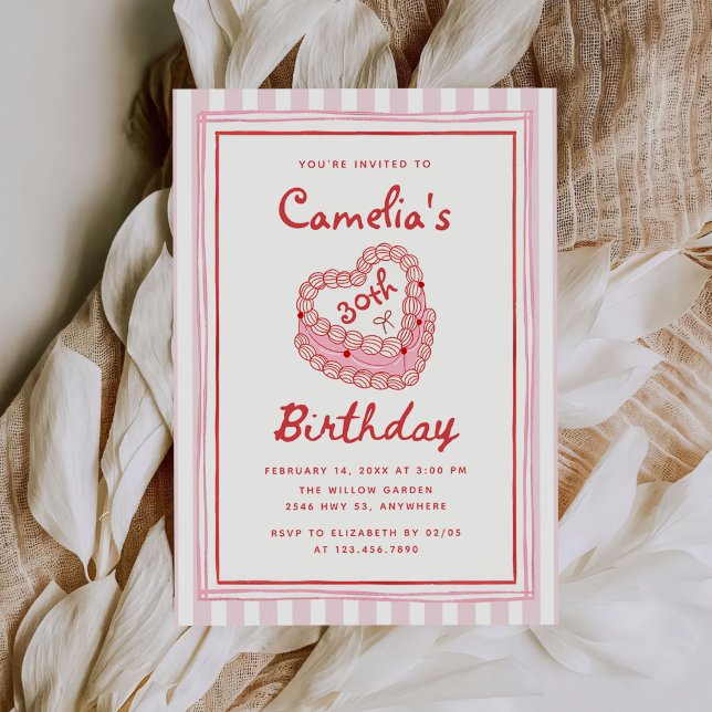 Invitación Fiesta de cumpleaños 30 de chica dibujada a mano r (Subido por el creador)