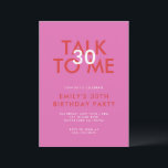 Invitación Fiesta de cumpleaños 30 de color Rojo rosado moder<br><div class="desc">Invitación a la fiesta de cumpleaños 30 del Rojo Rosado Moderno</div>