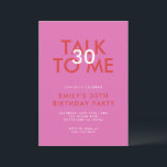 Invitación Fiesta de cumpleaños 30 de color Rojo rosado moder<br><div class="desc">Invitación a la fiesta de cumpleaños 30 del Rojo Rosado Moderno</div>