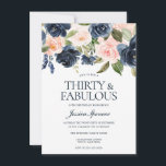 Invitación Fiesta de cumpleaños 30 de floral rosa Rubor azul<br><div class="desc">Invitación a la fiesta de cumpleaños 30 de Navy Blue Rubor Pink Floral Ver colección de coincidencias en Nicho y Nest Store También tenemos muchas otras Invitaciones y colecciones.</div>