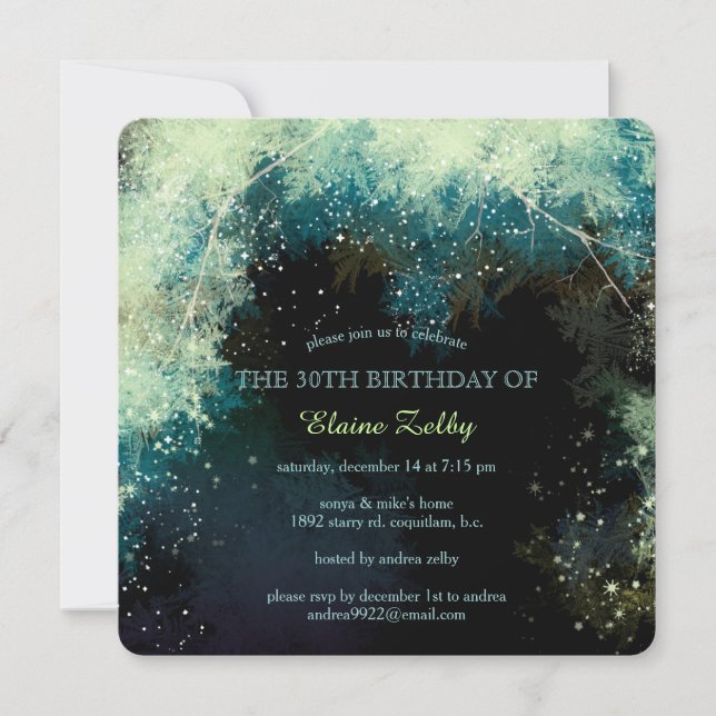 Invitación Fiesta de cumpleaños 30 de Glitzy Forest (Anverso)