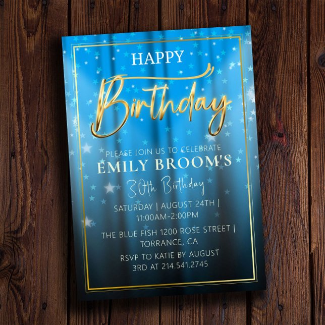 Invitación Fiesta de cumpleaños 30 de Golden Sparkly moderno (Subido por el creador)