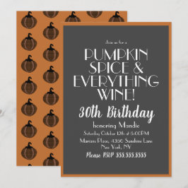 Invitación Fiesta de cumpleaños 30 de Halloween Pumpkin Spice
