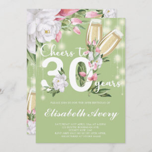 Invitación Fiesta de cumpleaños 30 de Luxury Green Champagne 