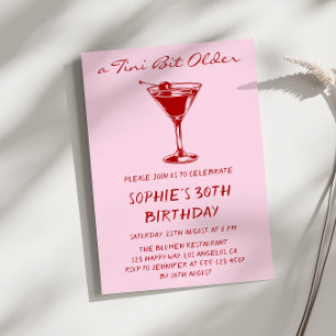 Invitación Fiesta de cumpleaños 30 de Martini Rojo Un Poco Má