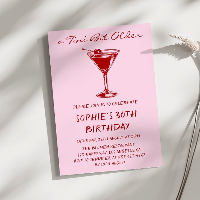 Invitación Fiesta de cumpleaños 30 de Martini Rojo Un Poco Má (Subido por el creador)