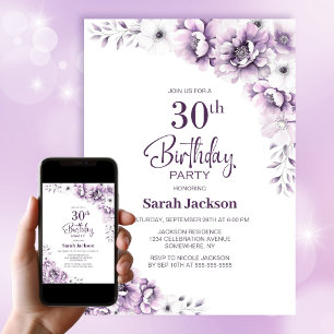 Invitación Fiesta de cumpleaños 30 de Pink Floral