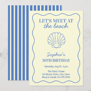 Invitación Fiesta de cumpleaños 30 de verano retro costero