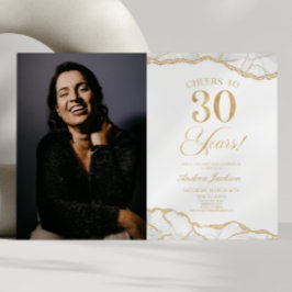 Invitación Fiesta de cumpleaños 30 de White Gold Agate