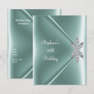 Invitación Fiesta de Cumpleaños 30 Elegante Verde Menta Joya