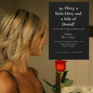 Invitación Fiesta de cumpleaños 30 en blanco y negro