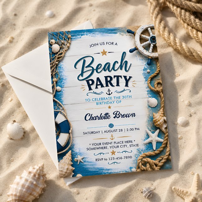 Invitación Fiesta de Cumpleaños 30 en la Playa Costera (Subido por el creador)