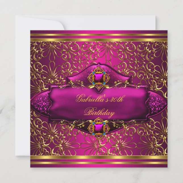 Invitación Fiesta de cumpleaños 30 Exótico rosa dorado (Anverso)