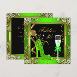 Invitación Fiesta de cumpleaños 30 fabulosa de color verde li