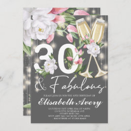 Invitación Fiesta de cumpleaños 30 Fabulosas Flores