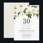 Invitación Fiesta de cumpleaños 30 Flores de champán blanco<br><div class="desc">Invitación a la fiesta de cumpleaños número 30 de las flores de champán blancas Ver colección de correspondencias en Nicho y tienda de nidos</div>