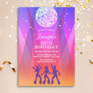Invitación Fiesta de cumpleaños 30 Groovy Retro 70s 80s Disco