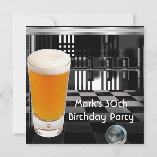 Invitación Fiesta de cumpleaños 30 hombres venados de plata b (Anverso)