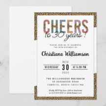 Fiesta de cumpleaños 30 Leopard impresión elegante