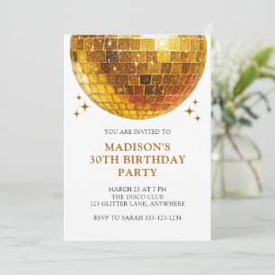 Invitación Fiesta de cumpleaños 30 moderno con bola de discot
