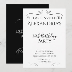 Invitación Fiesta de cumpleaños 30 moderno corazones negros y
