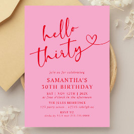 Invitación Fiesta de Cumpleaños 30 Moderno Elegante Rosa Rojo