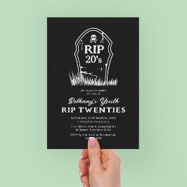 Invitación Fiesta de cumpleaños 30 negro y blanco RIP 20s