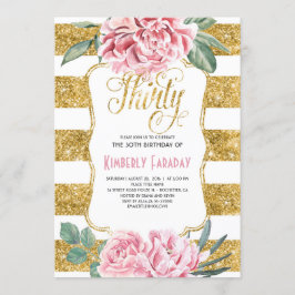 Invitación Fiesta de cumpleaños 30 - Oro floral - Glam