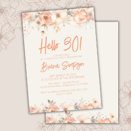 Invitación Fiesta de cumpleaños 30 Peonía Beige Flores marfil