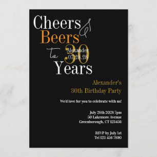 Invitación Fiesta de Cumpleaños 30 Personalizada con Cheers y