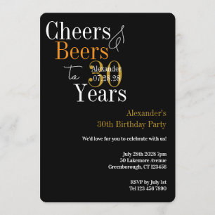 Invitación Fiesta de Cumpleaños 30 Personalizada con Cheers y