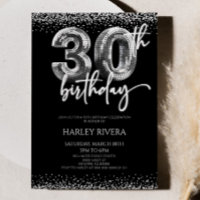 Fiesta de cumpleaños 30 Purpurina de Silver Disco